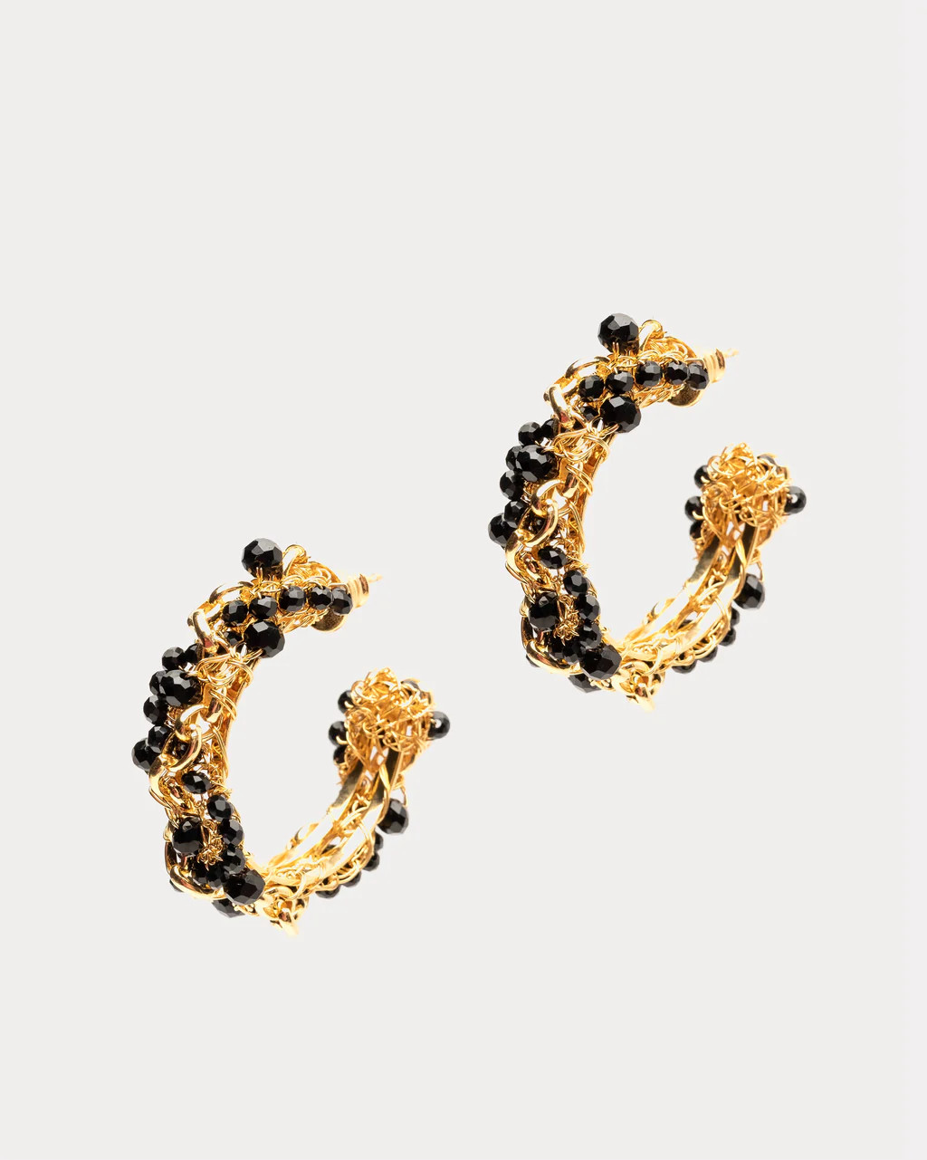 Hera Hoop Earring Gold Black | Frances Valentine