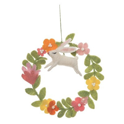 Gallerie II 9.06" Easter Spring Bunny Rabbit Floral Flowers Decorative Wreath | Target