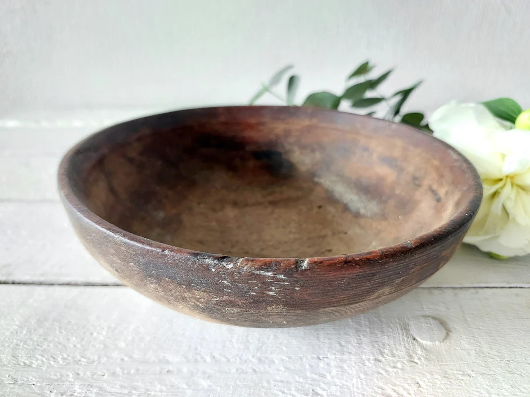 Vintage Rustic Wooden Bowl. Unique Retro Plate. Country Fruits Dish. Old Primitive Farmhouse Bowl... | Etsy (CAD)