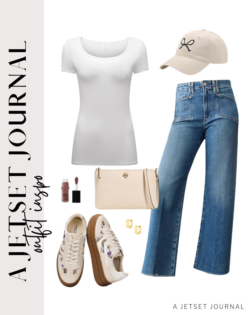 Staying comfortable in this OThread & Co.’s white top and jeans is my thing. This baseball cap with bow-tie detail and gold earrings adds a soft touch to an everyday look. These gorgeous floral platform sneakers from Project Cloud are a great way to complete the look.

#LTKSeasonal #LTKSaleAlert #LTKTravel 

 