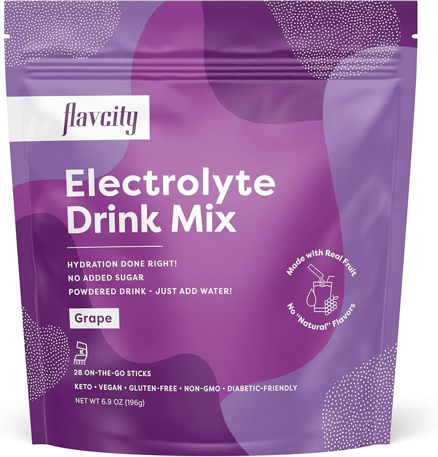 FlavCity Grape Electrolytes Drink Mix, 28 On-The-Go Stick Packs - Healthy Electrolytes Powder Pac... | Amazon (US)
