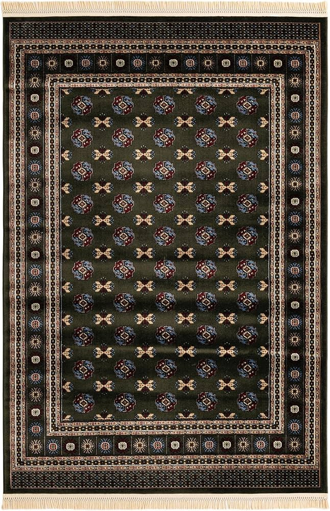 Rugs.com Bokhara Collection Rug \u2013 6x9 Dark Green Medium-Pile Rug Perfect for Bedrooms, Dinin... | Amazon (US)