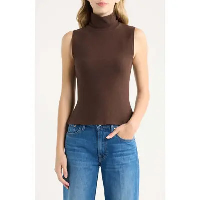 Reformation Colbie Turtleneck Sleeveless Knit Top in Mole at Nordstrom, Size Medium | Nordstrom