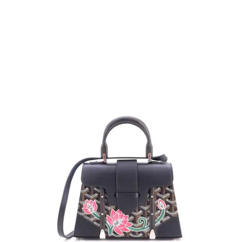 Pre-Owned Goyard Structured Saigon Top Handle Bag Embroidered Coated Canvas with Leather Mini in Black at Nordstrom, Size X-Small | Nordstrom