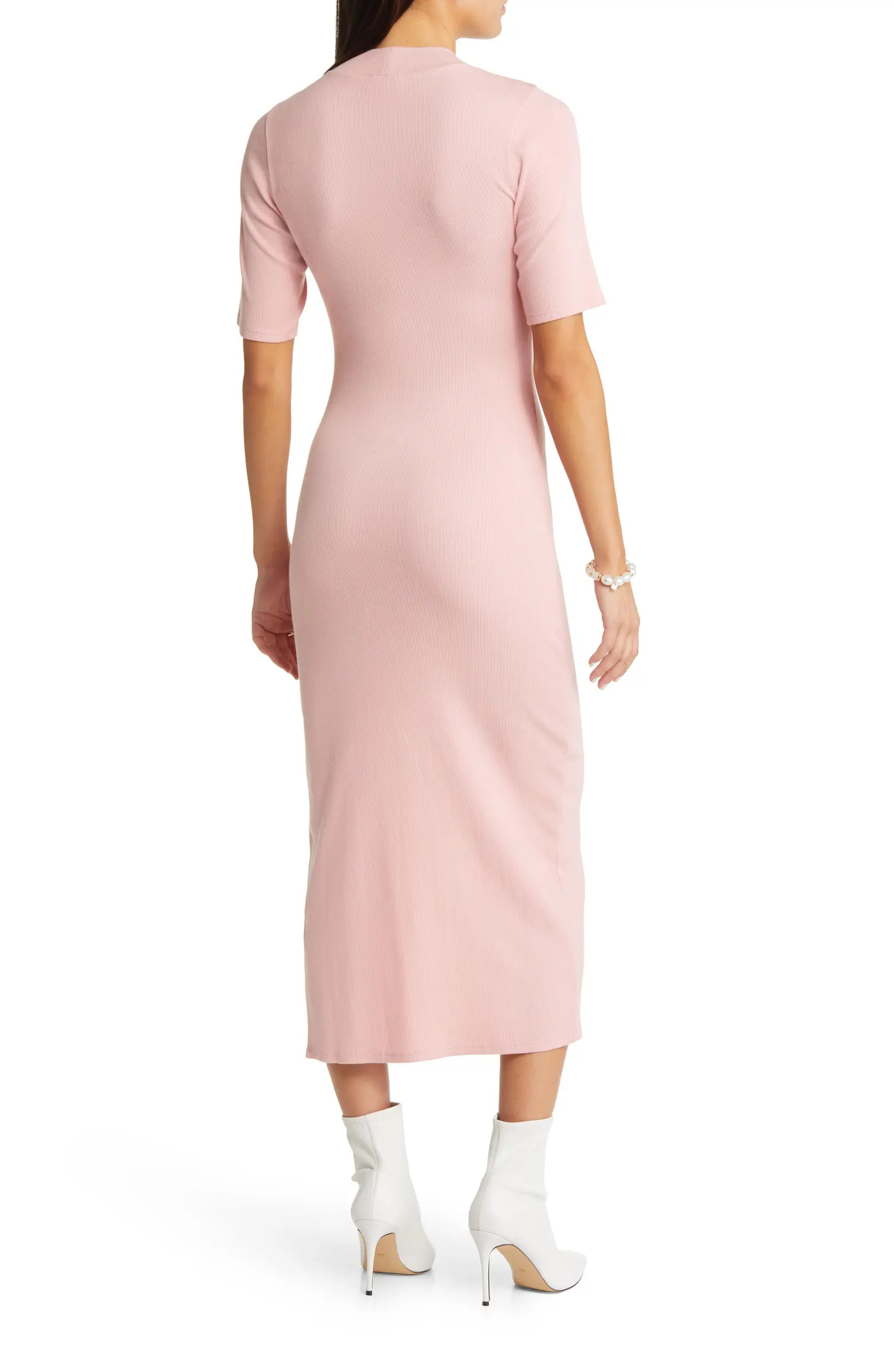 Open Edit Mock Neck Rib Midi Dress | Nordstrom | Nordstrom
