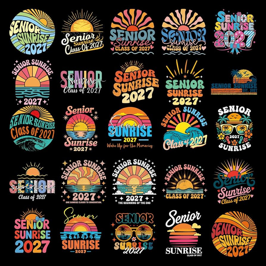 25 Pcs Senior Sunrise 2027 Iron on Patches for Clothes Bulk | Amazon (US)