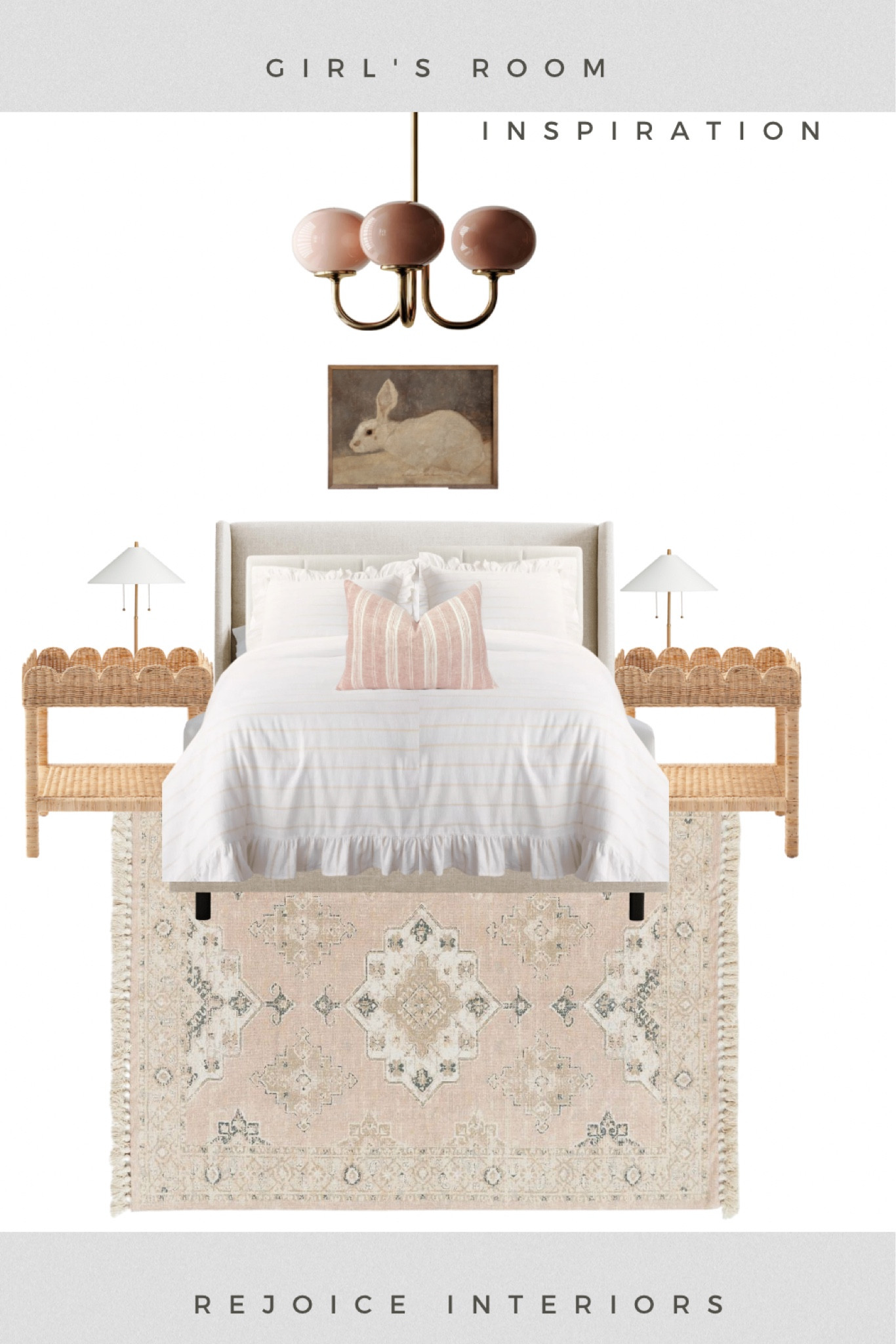 Girls bedroom inspiration. Came across this pretty light and had to come up with a design for it. 
Rug, bedding, bedroom, kids room, girls bedroom. 

#LTKFind #LTKhome