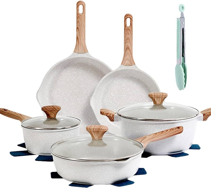 KOLEX Nonstick Cookware Sets, 12-Piece Kitchenware Pots and Pans Set Granite Coating, Include Fry... | Amazon (US)