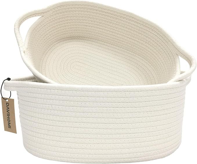 2-Piece Small Woven Storage Basket for Organizing|Cotton Rope Basket for Closet Shelving Storage|... | Amazon (US)
