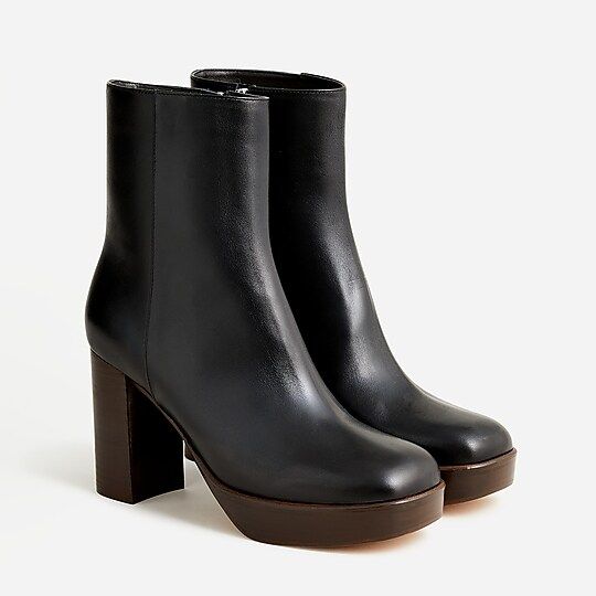 Platform stacked-heel boots in leather | J.Crew US