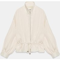 Zara - Crumpled Effect Drawstring Bomber Jacket - Ecru - M - Woman | Zara US