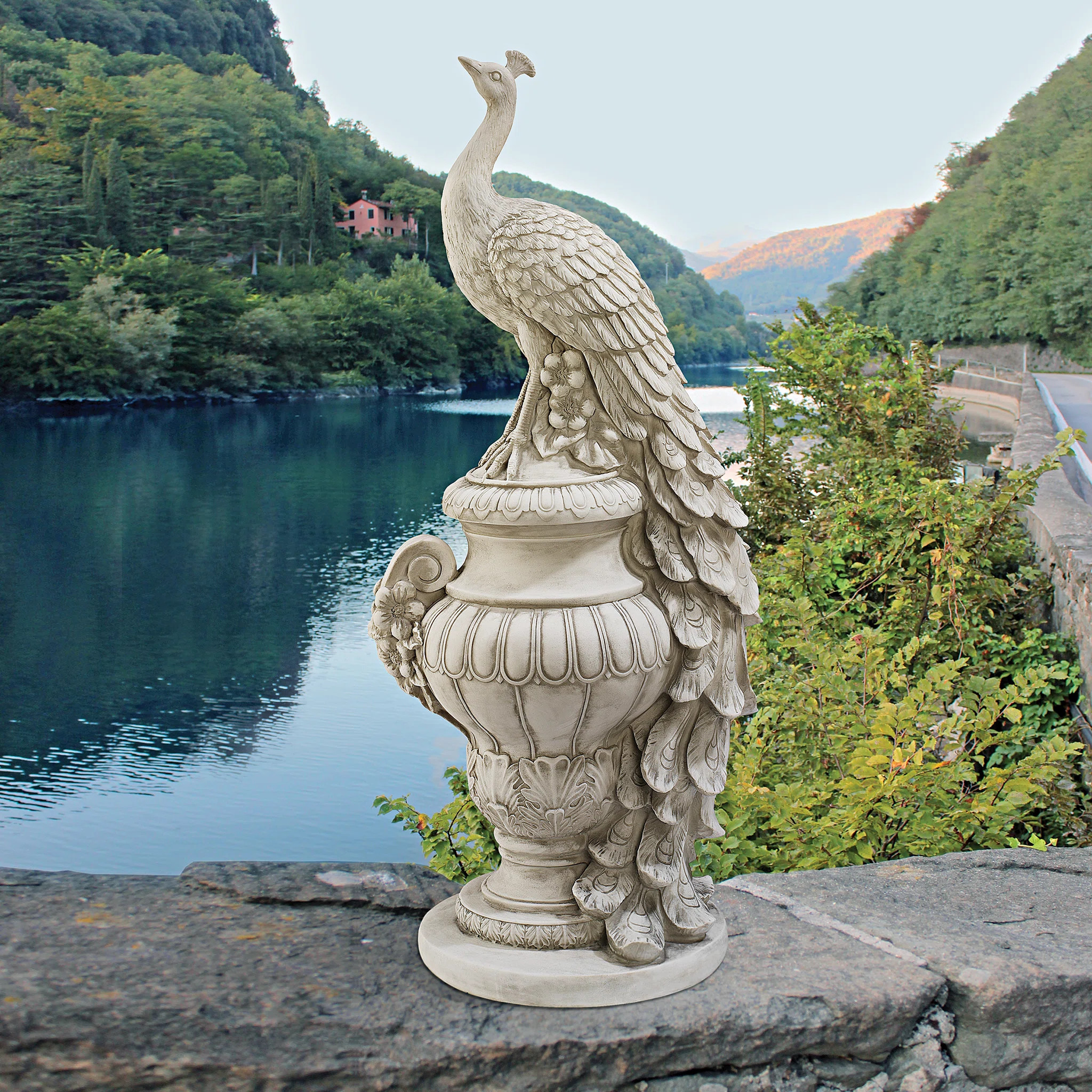 Staverden Castle Peacock on an Urn Garden Statue | Wayfair North America