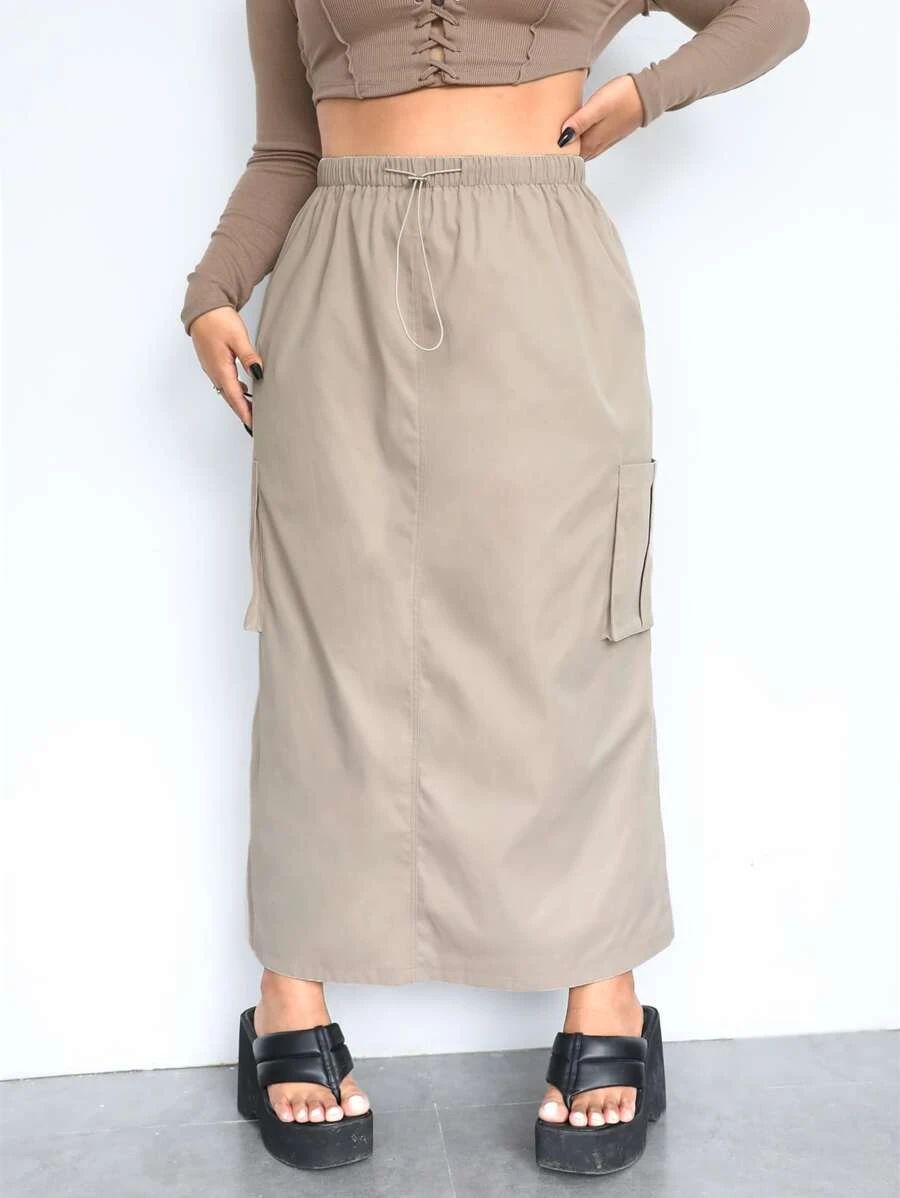 SHEIN ICON Plus Flap Pocket Side Skirt SKU: sf2208039992292958(100+ Reviews)Trending Y2K$18.49$17... | SHEIN