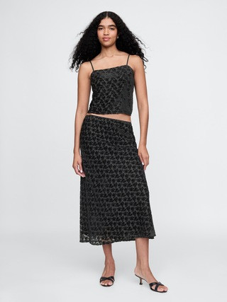 Burnout Velvet Midi Skirt | Gap (US)
