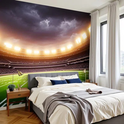 3D Wallpaper Light American Soccer Stadium Football Sports Wall Mural Self Adhesive Peel and Stick Wallpaper for Bedroom Living Room Dormitory Home De | Wayfair North America