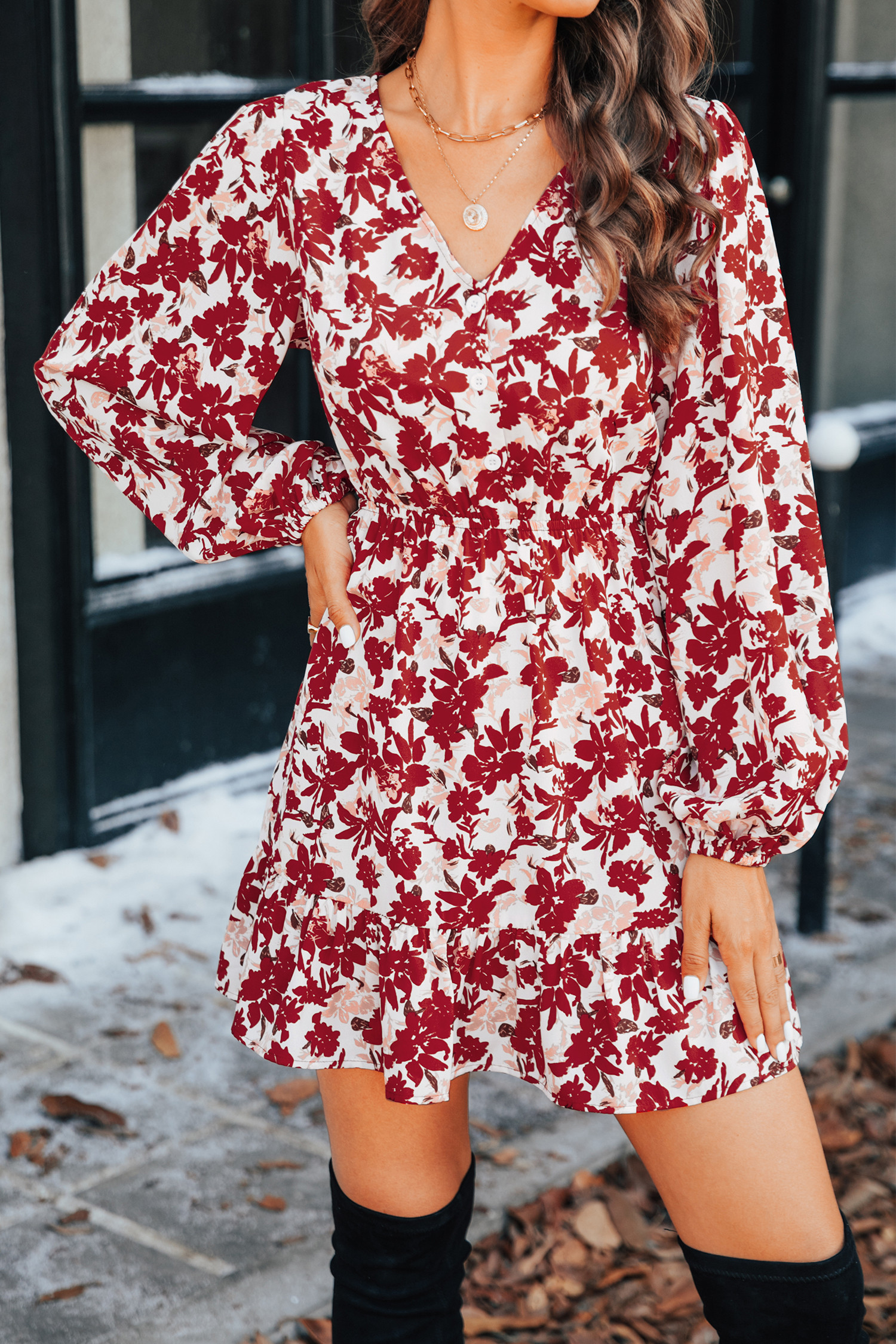 Carolyn Floral Buttoned Mini Dress | Cupshe US