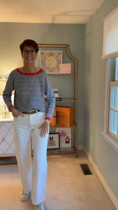 Love this stripe top with the contrasting ribbing. It’s a lightweight knit like a sweater from Amazon. I paired it with white jeans and sneakers.

Hi I’m Suzanne from A Tall Drink of Style - I am 6’1”. I have a 36” inseam. I wear a medium in most tops, an 8 or a 10 in most bottoms, an 8 in most dresses, and a size 9 shoe. 

Over 50 fashion, tall fashion, workwear, everyday, timeless, Classic Outfits

fashion for women over 50, tall fashion, smart casual, work outfit, workwear, timeless classic outfits, timeless classic style, classic fashion, jeans, date night outfit, dress, spring outfit, jumpsuit, wedding guest dress, white dress, sandals

#LTKFindsUnder100 #LTKStyleTip #LTKOver40