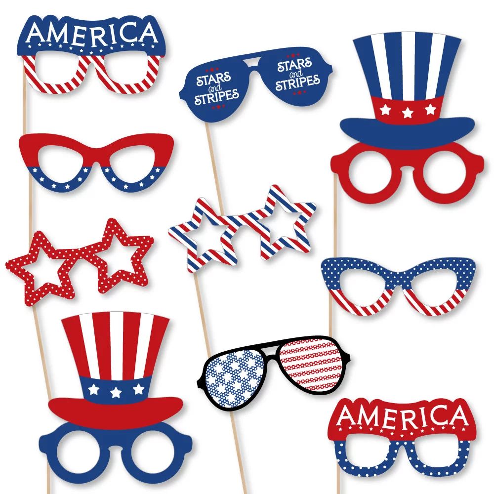 Big Dot of Happiness Patriotic Glasses - Paper Card Stock Memorial Day, 4th of July, or Labor Day... | Walmart (US)
