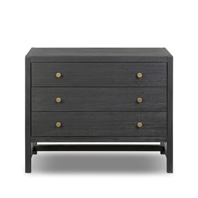 Soline 3 - Drawer Solid Wood Nightstand in Saddle Tan | Wayfair North America