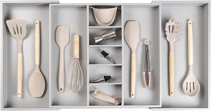 KitchenEdge Adjustable Kitchen Drawer Organizer for Utensils and Junk, Food-Safe Contract Grade w... | Amazon (US)