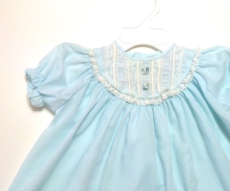 Vintage Infant Dress- Sweet 1960's Pale Blue Infant Dress  w/ Embellished Yoke Neckline by Nannet... | Etsy (US)