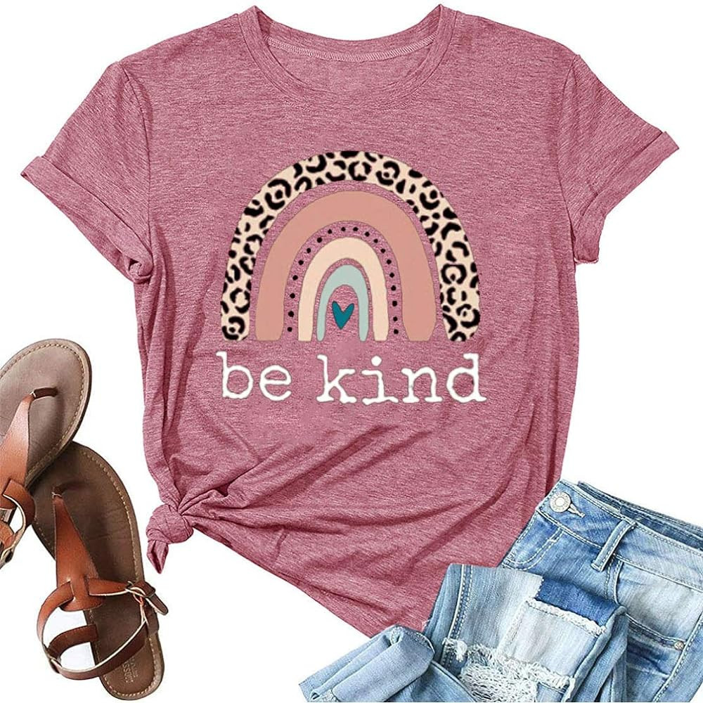 Be Kind T Shirts Women Graphic Short Sleeve Summer Tops Loose Casual Teacher Tees | Amazon (US)