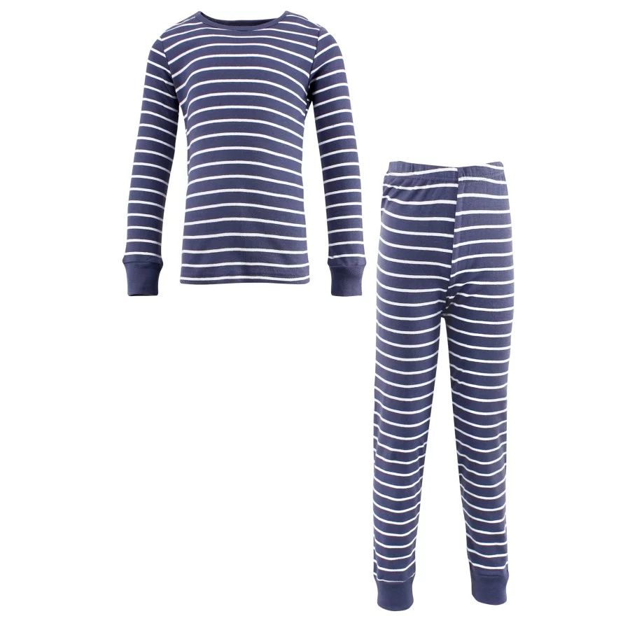 Hudson Baby Infant and Toddler Cotton Pajama Set, Denim Blue Stripe, 12-18 Months | Walmart (US)