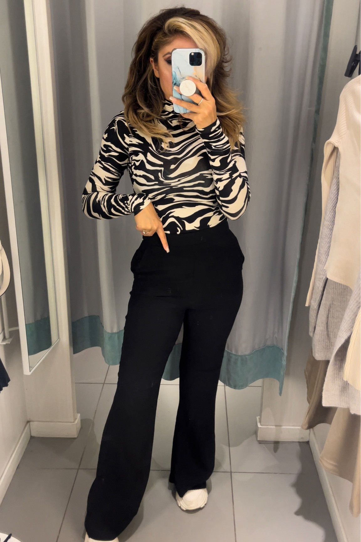 Black pants with gorgeous turtle neck shirt. Both pieces in size small

#LTKstyletip #LTKworkwear #LTKsalealert