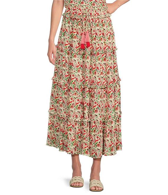 Coordinating Floral Printed Tiered Maxi Skirt | Dillard's