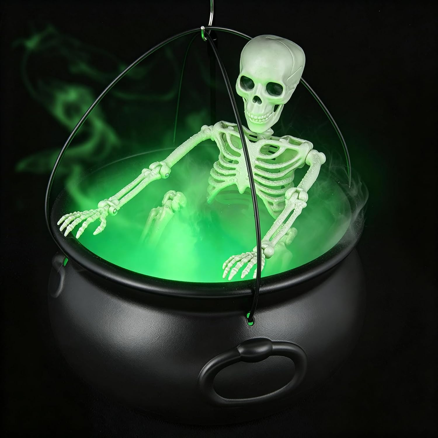 MEADIN Halloween Decorations Outdoor - Large Witches Cauldron on Tripod with Cauldron Diffuserr and Big Skeleton - Black Plastic Cauldron Halloween Decor for Outside Yard Lawn Home Porch Door | Amazon (US)