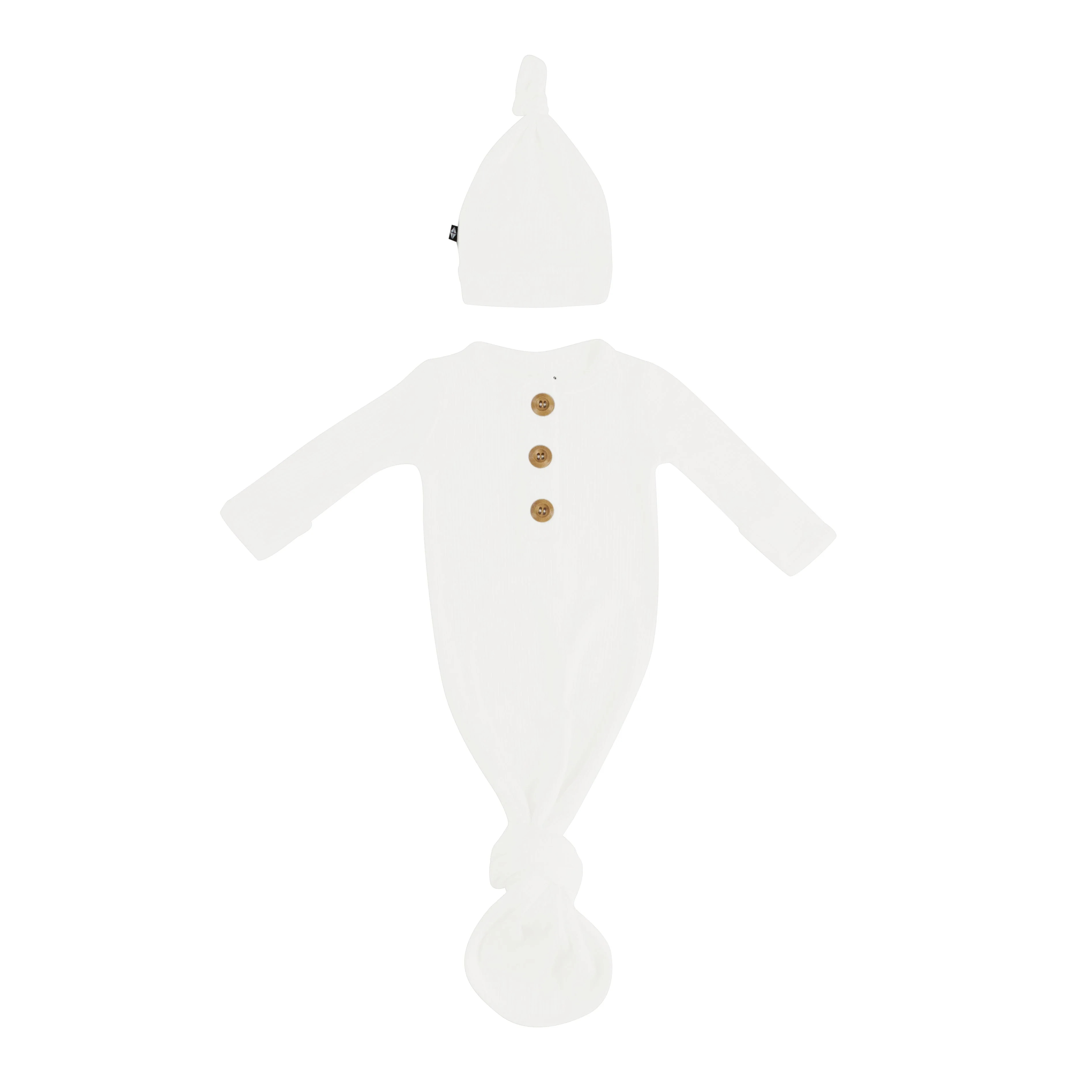 Ribbed Knotted Gown with Hat Set in Cloud | Kyte BABY