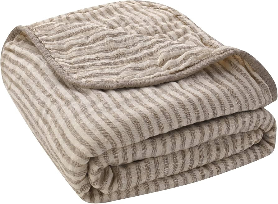 Ultra Soft Muslin Baby Blanket, Organic Cotton Blend (Cacao Stripe) | Amazon (US)