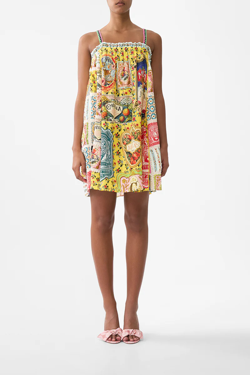 WIDE STRAP SHORT SUNDRESS AROMATIC TIGER FLOWER | Camilla US