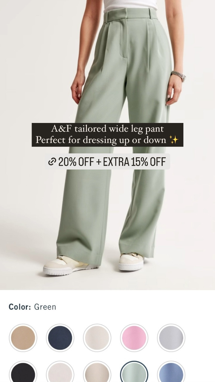 These must-have tailored pants from Abercrombie & Fitch are now on sale! ✨ Trust me, you'll love the ultra high-waisted, wide-leg design available in 13 gorgeous hues. And with 4 lengths to choose from, finding the perfect fit has never been so easy. 

Perfect for a casual smart look to work, lunch, dinner or anywhere else that you don’t want to look too overdressed. 

Use LTK Exclusive discount code: AFLTK 

Don't miss out on this sale – snag yours now and thank me later!

5’3 | 160 lbs | Regular Length | Size 32

#fashionblogger #affordablestyle #tallgirlfriendly #ootdfashion #shortgirl

#LTKSpringSale #LTKworkwear #LTKstyletip