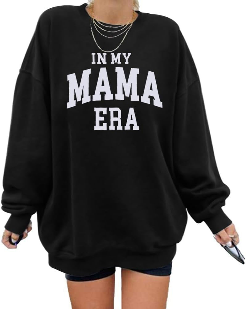 Crewneck Sweatshirt for Women Mama Oversized Long Sleeve Pullover Shirt Casual Mom Era Drop Shoul... | Amazon (US)