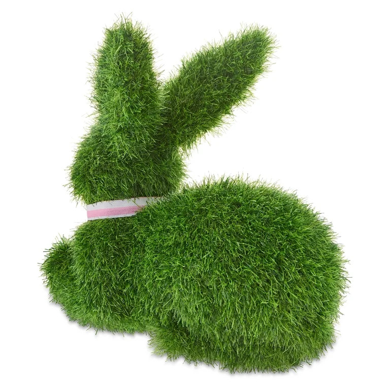 Faux Grass Sitting Bunny Decoration, Green, 15", Easter by Way To Celebrate | Walmart (US)