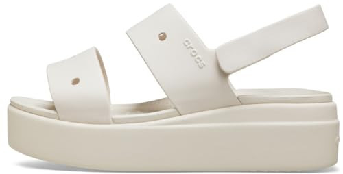 Crocs Women's Brooklyn 4U Low Wedges Sandal, Stucco, 11 | Amazon (US)