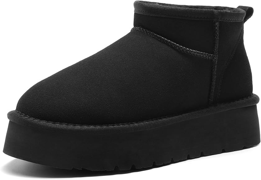 DREAM PAIRS Women's Snow Boots Platform Winter Boot, Faux Fur Lined Slip On Ankle Boots | Amazon (US)