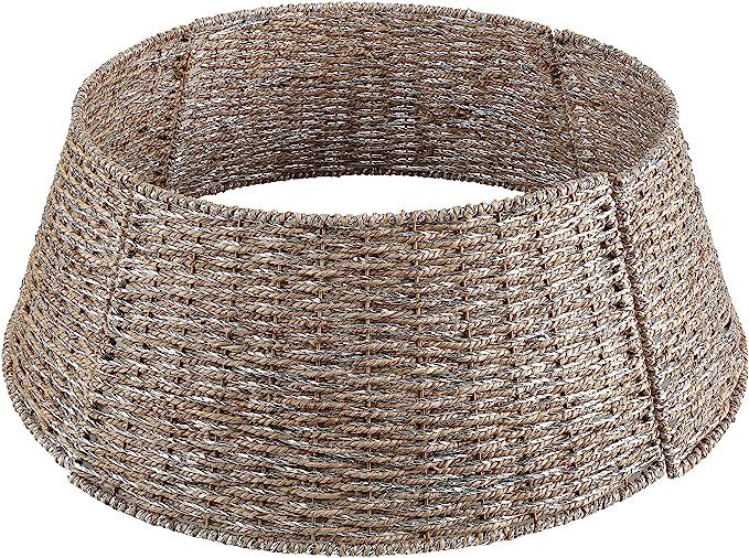 Amazon.com: Feirui - Artificial Christmas Tree Collar Basket Handwoven Silver Fabric and Yellow R... | Amazon (US)