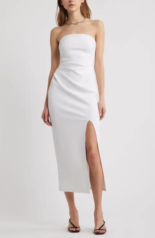 Open Edit Ruched Strapless Maxi Dress in White at Nordstrom, Size X-Large | Nordstrom