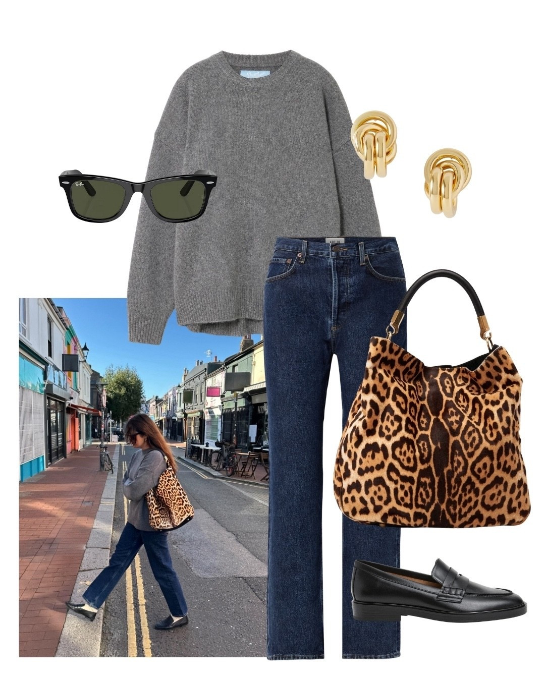 September + denim + Net-a-Porter = the dream outfit equation. Styling a classic grey jumper and blue jeans with a pop of leopard print (of course!)

#LTKautumn #LTKstyletip #LTKjeans