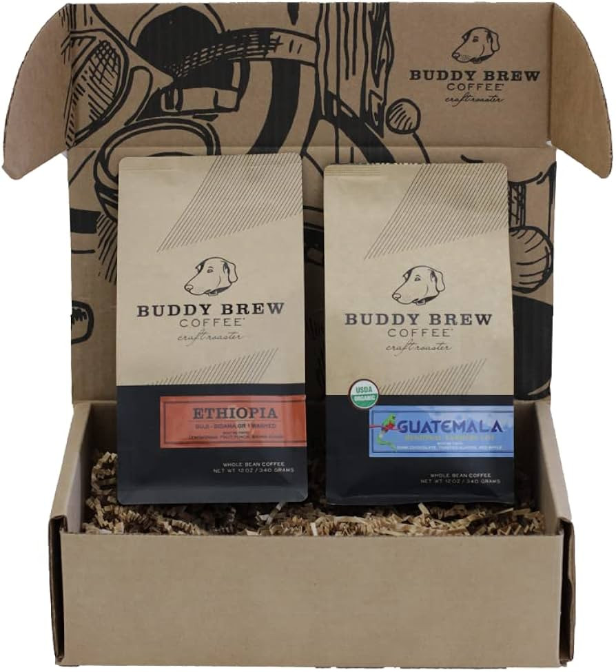 Buddy Brew Coffee, Light Roast Whole Bean Coffee - Medium Roast - 2-Pack, Ethiopia + Guatemala - ... | Amazon (US)