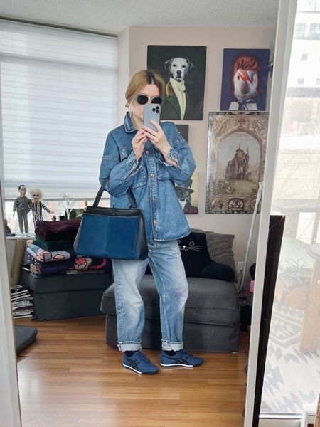 When you don’t know what to wear try a tonal look. It’s all the way down to the sunglasses in this outfit. Not bad for a recovering blue hater.
•
.  #winterLook  #StyleOver40  #doubledenim  #allblue #tonallook #vintagelevis  #celinebag #onitsukatiger #poshmarkFind #thriftFind #secondhandFind #FashionOver40  #MumStyle #genX #genXStyle #shopSecondhand #genXInfluencer #WhoWhatWearing #genXblogger #secondhandDesigner #Over40Style #40PlusStyle #Stylish40s #styleTip  #HighStreetFashion #StyleIdeas


#LTKstyletip #LTKshoecrush #LTKSeasonal