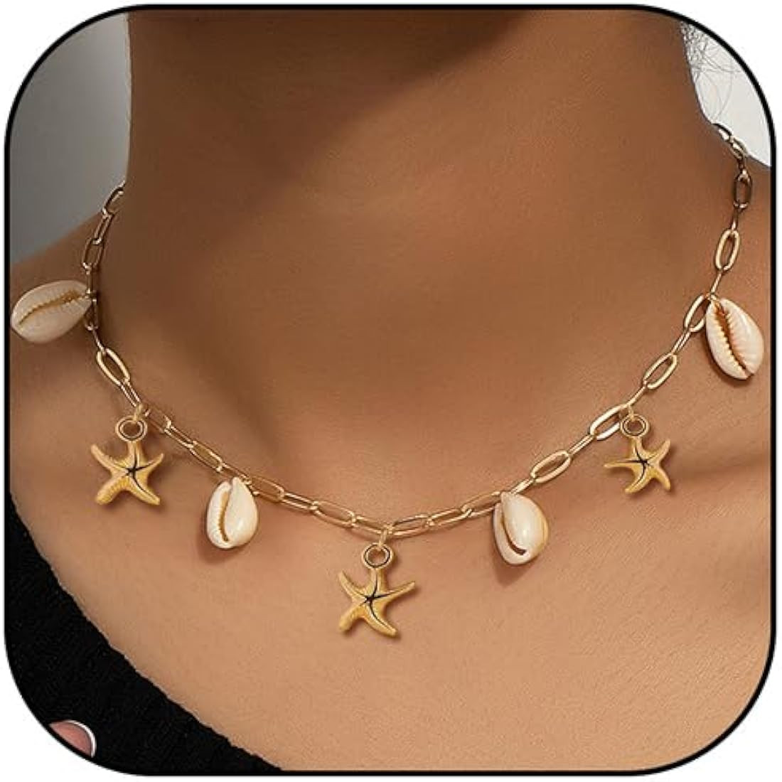 YANCHUN Charm Necklace Dainty Gold Necklace for Women Trendy Chunky Charm Paperclip Chain Necklac... | Amazon (US)