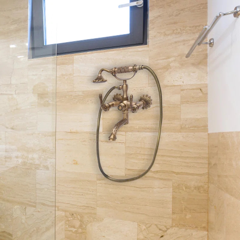 10626 Art Carved Antique Brass Wall Mount Shower Mixer Faucet | Wayfair North America
