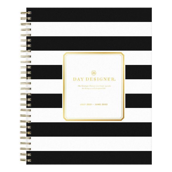 2021-22 Academic Planner 8" x 10" Frosted Wirebound Daily/Monthly Rugby Stripe Black - Day Design... | Target