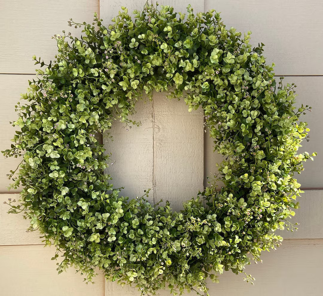 Boxwood Wreath 30" Large Boxwood Wreath for Mantel Farmhouse Wreath for Front Door Year-round Wre... | Etsy (US)