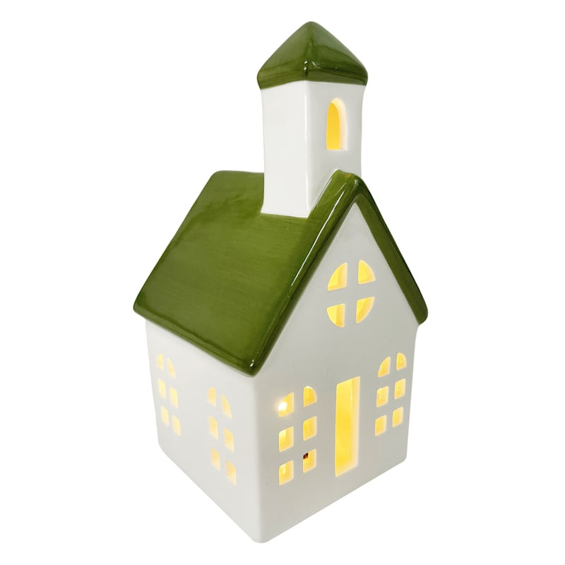Pre-Lit Green Roof Ceramic House, 7" | At Home