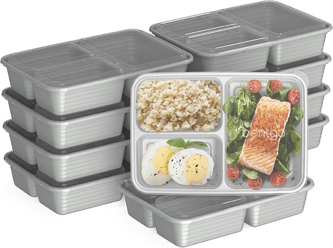 Bentgo Prep - 20-Piece 3-Compartment Reusable Meal Prep Containers with Lids, PFAS & BPA Free Mat... | Amazon (US)