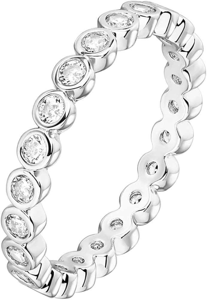 PAVOI 14K Gold Plated Rings with Cubic Zirconia - 2.8mm Stackable for Women - Gold Love Ring | Amazon (US)